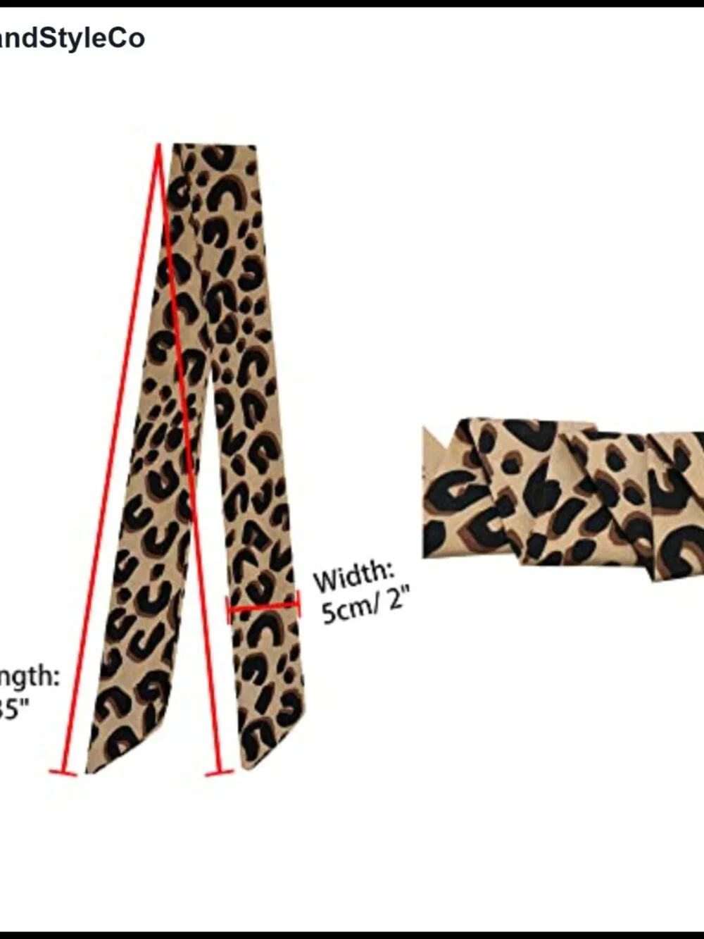 Leopard Print Skinny Scarf Hairband Set 2 Pcs Polyester Neckerchief